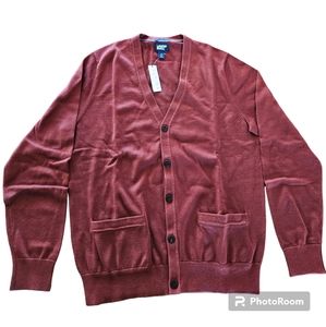 Men's Fine Gauge Supima Cotton V-Neck Cardigan Sweater Lands End